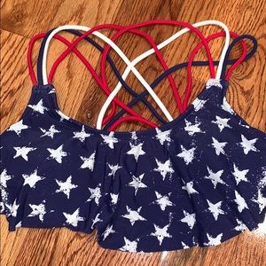 American Flag Strappy Bikini Top
